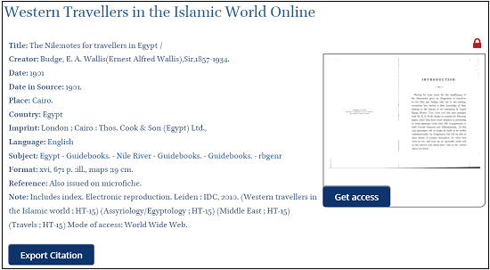 Western Travellers in the Islamic World Online